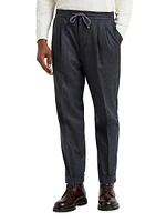 Leisure Fit Trousers with Drawstring and Double Pleats