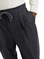 Leisure Fit Trousers with Drawstring and Double Pleats