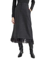 Virgin Wool Chevron Sartorial Column Skirt