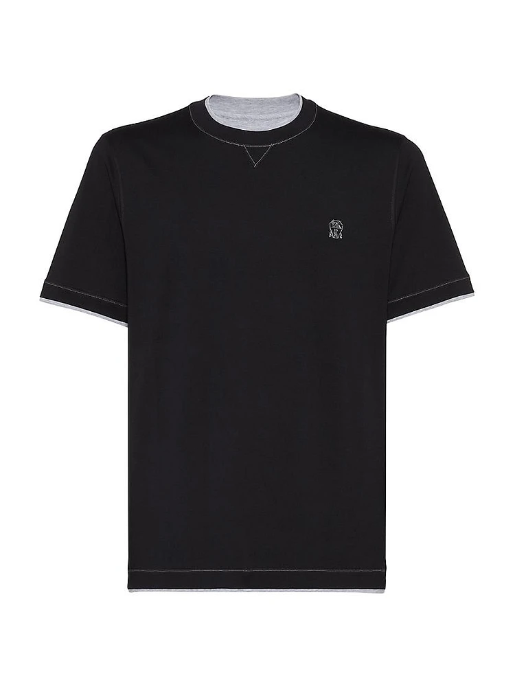 Cotton Jersey Crew Neck T-Shirt