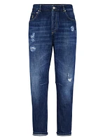 Leisure Fit Five Pocket Jeans with Rips