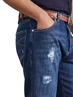 Leisure Fit Five Pocket Jeans with Rips