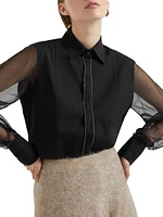 Stretch Cotton Poplin and Crispy Silk Shirt