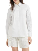 Stretch Cotton Poplin Shirt with Shiny Collar