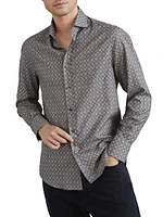 Two Tone Geometric Print Slim Fit Shirt