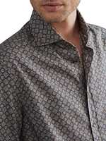 Two Tone Geometric Print Slim Fit Shirt