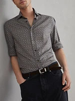 Two Tone Geometric Print Slim Fit Shirt