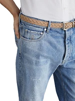 Denim Iconic Fit Five Pocket Jeans with Rip Details