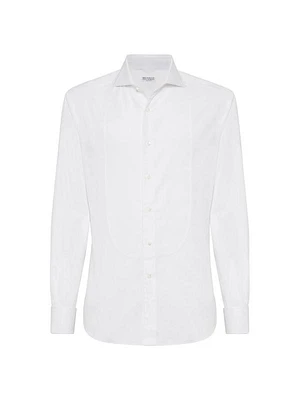 Sea Island Cotton Twill Slim Fit Tuxedo Shirt