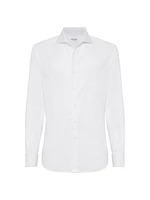 Sea Island Cotton Twill Slim Fit Tuxedo Shirt