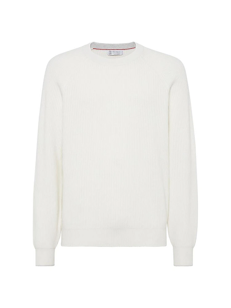 Cashmere English Rib Sweater with Raglan Sleeves