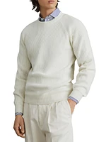 Cashmere English Rib Sweater with Raglan Sleeves