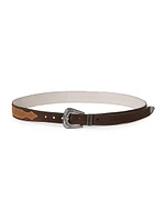 Two Tone Reversed Calfskin Belt with Detailed Buckle