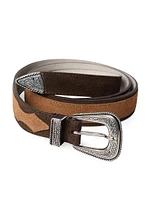 Two Tone Reversed Calfskin Belt with Detailed Buckle