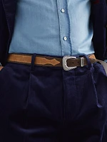 Two Tone Reversed Calfskin Belt with Detailed Buckle