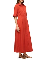 Joan Stretch-Cotton Maxi Shirtdress