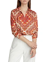 Printed The Madeline Stretch Silk Blouse