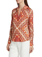 Printed The Madeline Stretch Silk Blouse