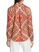 Printed The Madeline Stretch Silk Blouse