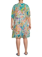 Plus Margaret Wild Blooms Silk Minidress