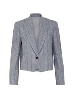 Striped Techno Virgin Wool Flannel Cropped Blazer