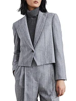 Striped Techno Virgin Wool Flannel Cropped Blazer