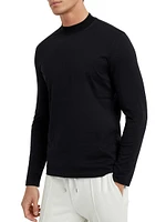 Cotton Jersey Mock Neck Long Sleeve T-Shirt