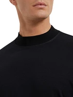 Cotton Jersey Mock Neck Long Sleeve T-Shirt