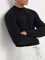 Cotton Jersey Mock Neck Long Sleeve T-Shirt