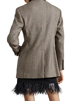 Brushed Techno Wool Chevron Blazer with Monili