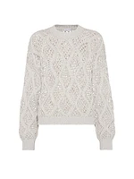 Cashmere Feather Yarn Dazzling Net & Cable Sweater