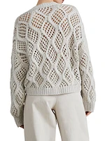 Cashmere Feather Yarn Dazzling Net & Cable Sweater