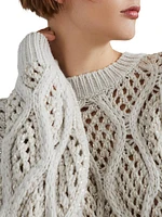 Cashmere Feather Yarn Dazzling Net & Cable Sweater