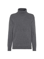 Cashmere English Rib Turtleneck Sweater with Monili