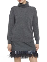 Cashmere English Rib Turtleneck Sweater with Monili