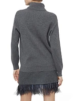 Cashmere English Rib Turtleneck Sweater with Monili