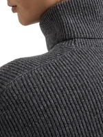 Cashmere English Rib Turtleneck Sweater with Monili