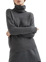 Cashmere English Rib Turtleneck Sweater with Monili