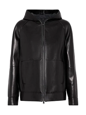 Nappa Leather Hooded Outerwear Jacket