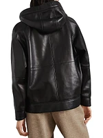 Nappa Leather Hooded Outerwear Jacket