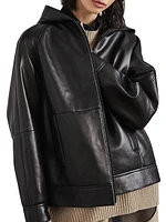 Nappa Leather Hooded Outerwear Jacket