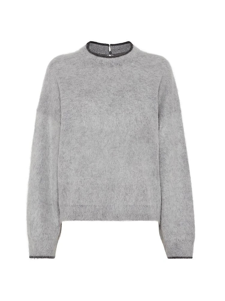 Mohair, Wool, Cashmere and Silk Sweater with Monili