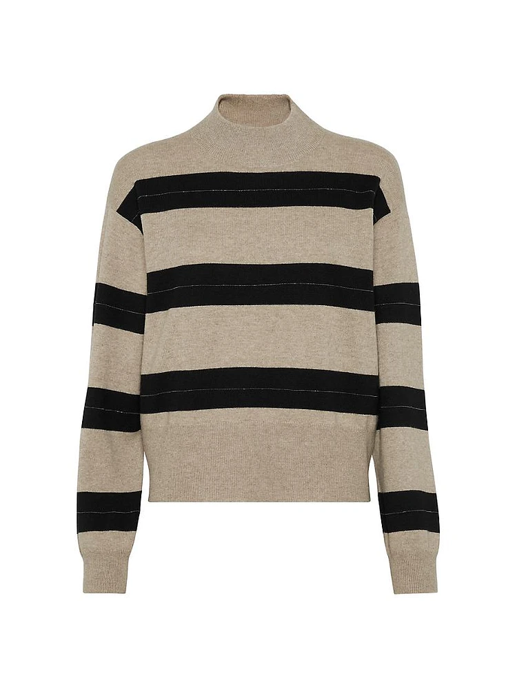 Virgin Wool, Cashmere and Silk Mock Neck Sweater