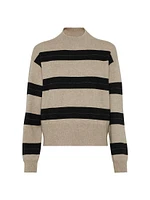 Virgin Wool, Cashmere and Silk Mock Neck Sweater