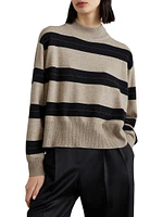 Virgin Wool, Cashmere and Silk Mock Neck Sweater