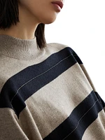 Virgin Wool, Cashmere and Silk Mock Neck Sweater