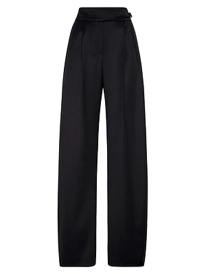 Virgin Wool Satin Loose Tuxedo Trousers