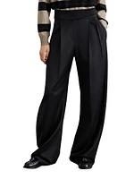 Virgin Wool Satin Loose Tuxedo Trousers