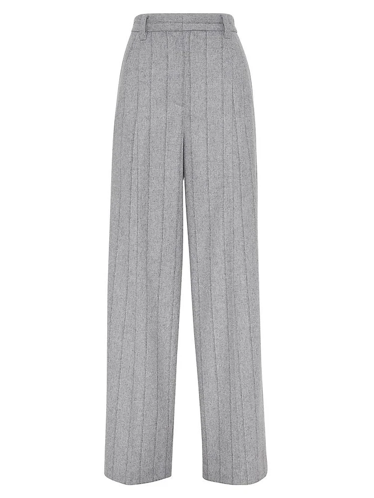 Virgin Wool Flannel Relaxed Tailored Trousers