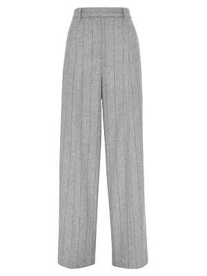 Virgin Wool Flannel Relaxed Tailored Trousers